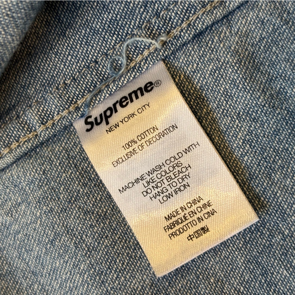 Supreme Light Blue Denim Shirt Jacket with Embroidered Logo - Picture 4 of 9